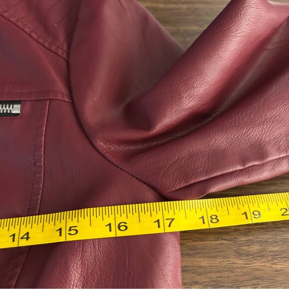 ❤️ Vero Moda Deep Red Faux Leather Jacket Size S - Picture 7 of 9